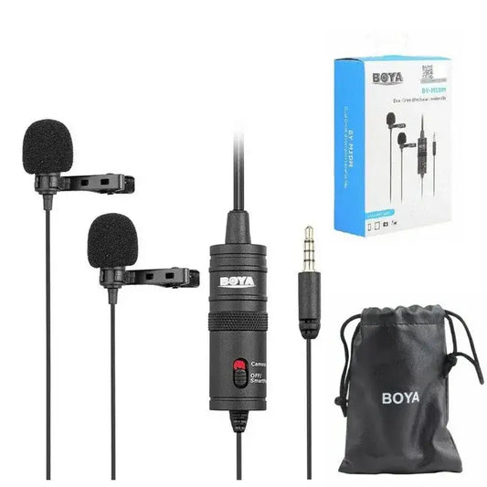 BOYA BY-M1DM Dual Lavalier Microphone Lapel Clip-on Omnidirectional Condenser Mic