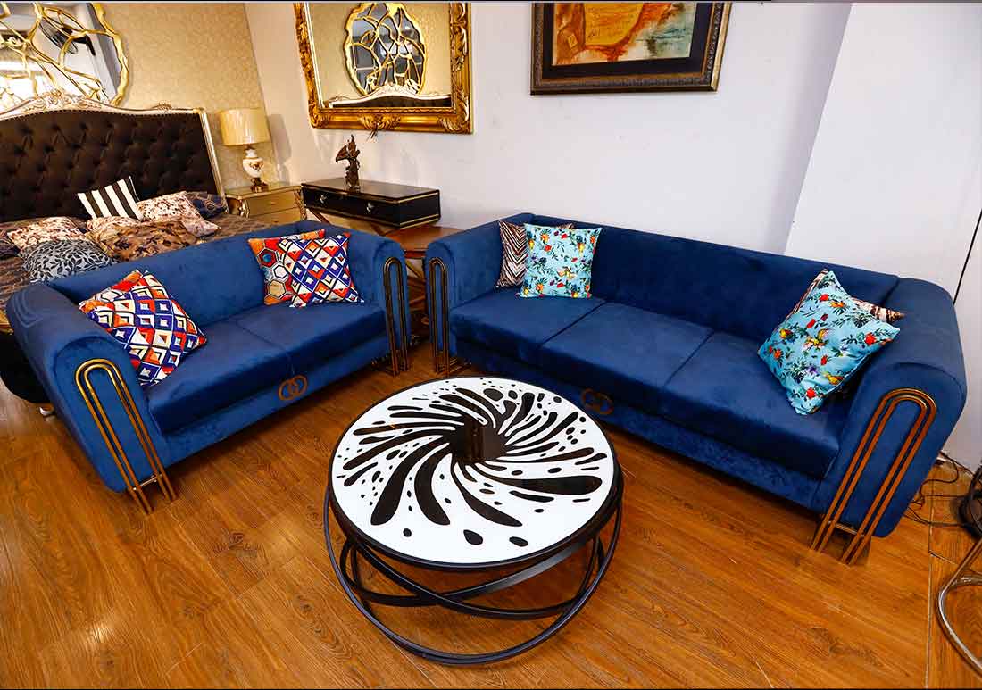 Royal Blue 5 Seater Sofa Set