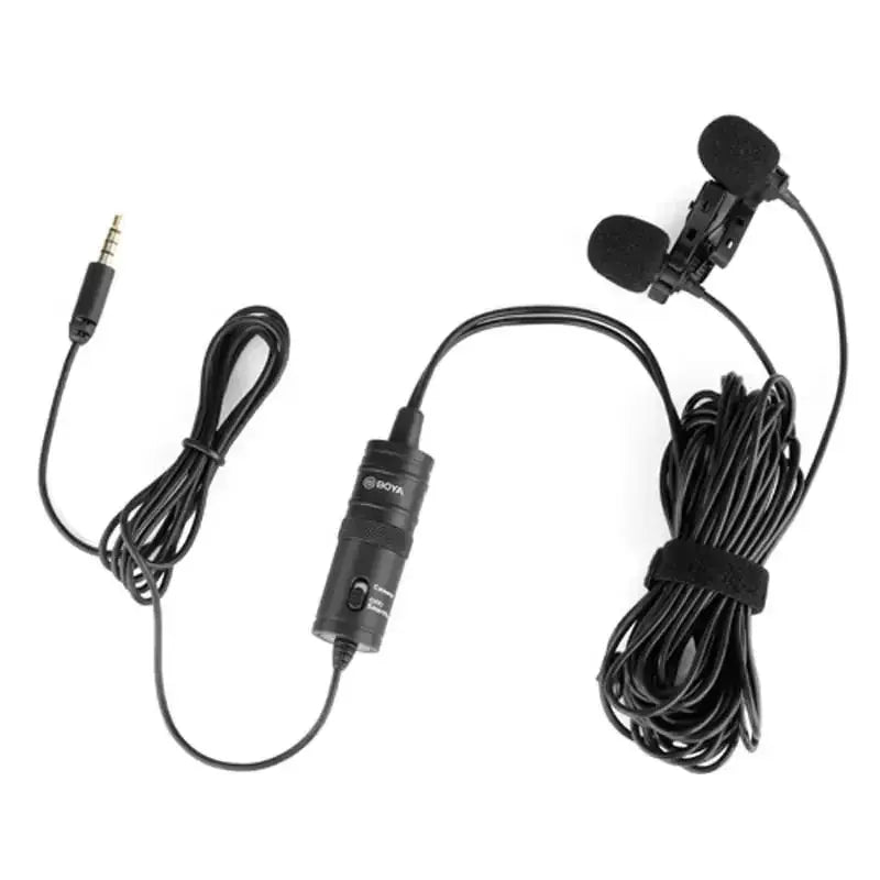 BOYA BY-M1DM Dual Lavalier Microphone Lapel Clip-on Omnidirectional Condenser Mic