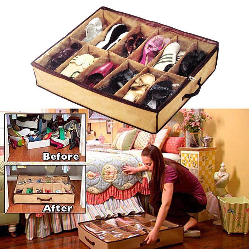 12 SHOES UNDER BED STORAGE RACK STORAGE ORGANIZER