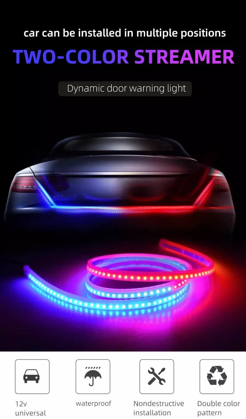 Car Dashboard Police Strip Light Red and Blue Flexible Emergency SOS Strip Light