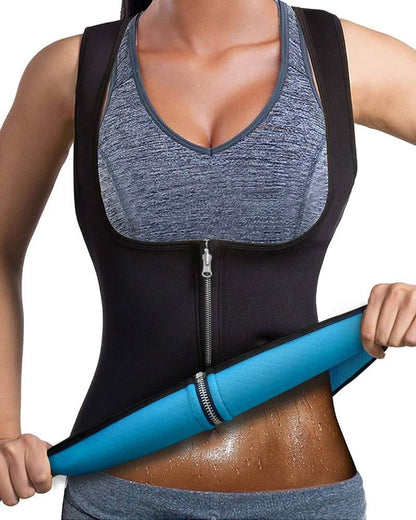 Women Waist Trainer Sweat Belt Tank Top with Strap Zipper