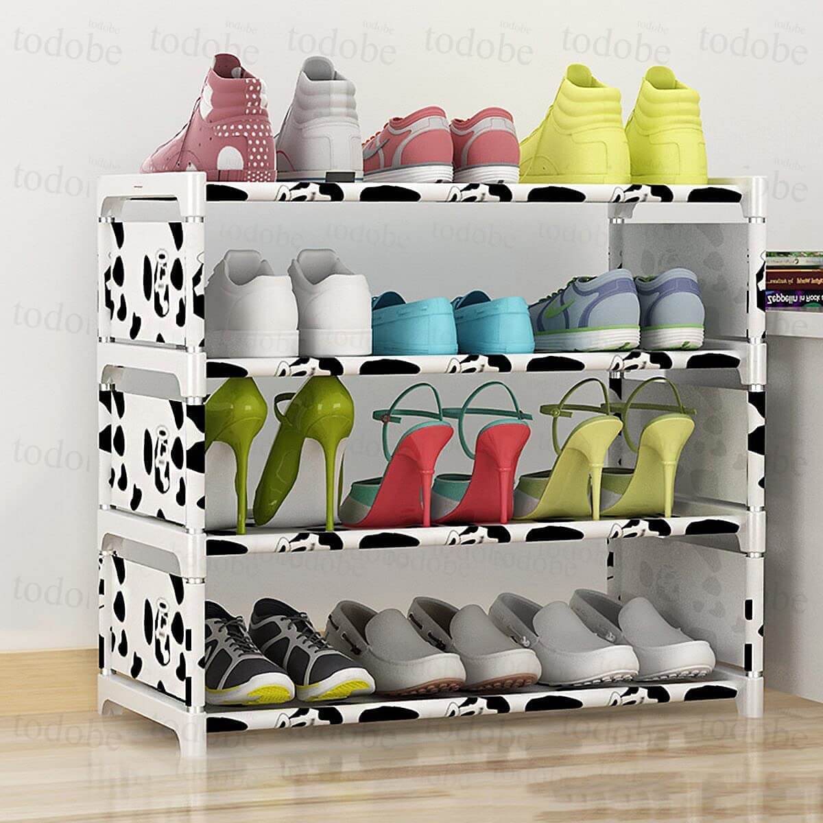 4-Layer Dust-Proof Grid Shoe Cabinet Rack