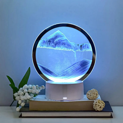 Moving Sand Art Picture With LED Light 360Rotating 3D Moving Sand Art Lamp Hourglass Decoration Creative Art Sand Art Liquid