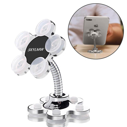 360 degree Rotatable Metal Flower Magic Suctionable Cup VIP Mobile Phone Holder Car Stand