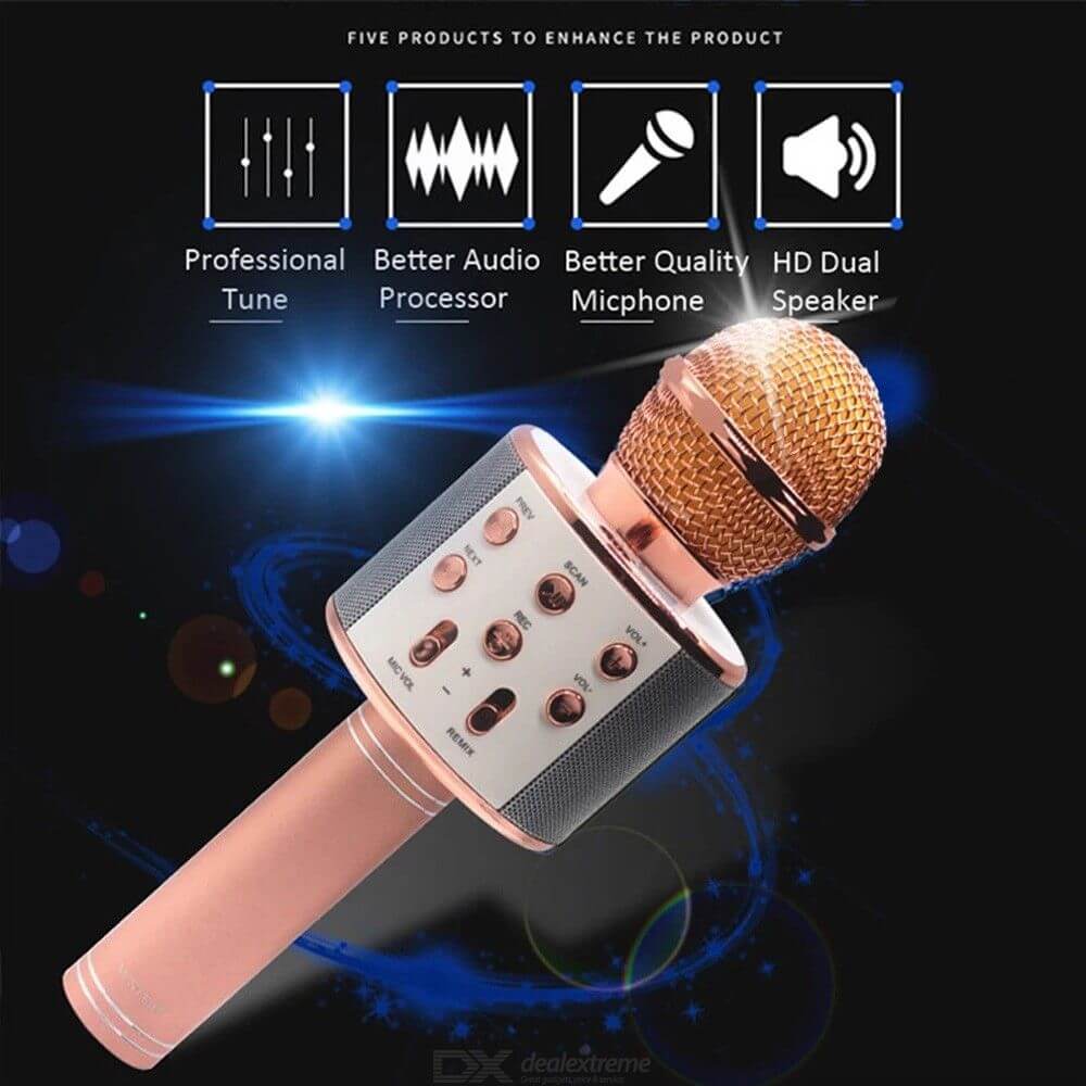 Ws-858 Wireless Karaoke Bluetooth Microphone Hifi Speaker