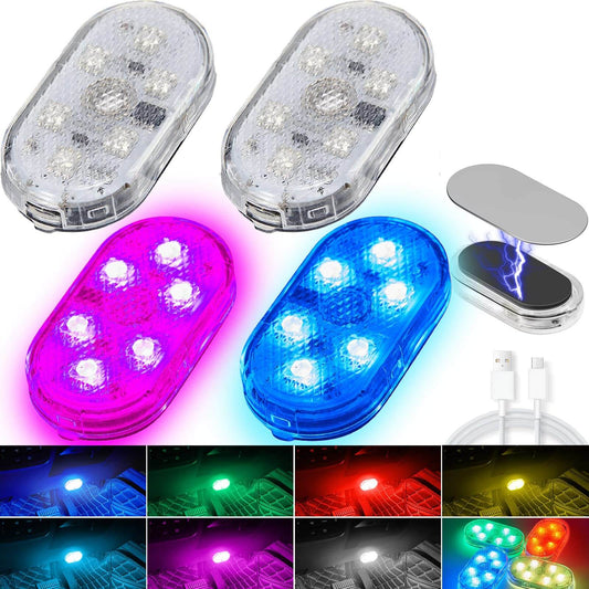 Car LED Interior Lighting, Magnetic LED USB Touch Light, RGB 7 Colours, Adjustable Interior Ambient Lighting for Car, Rechargeable Mobile Touch Car Accessories, Interior Car Night Light
