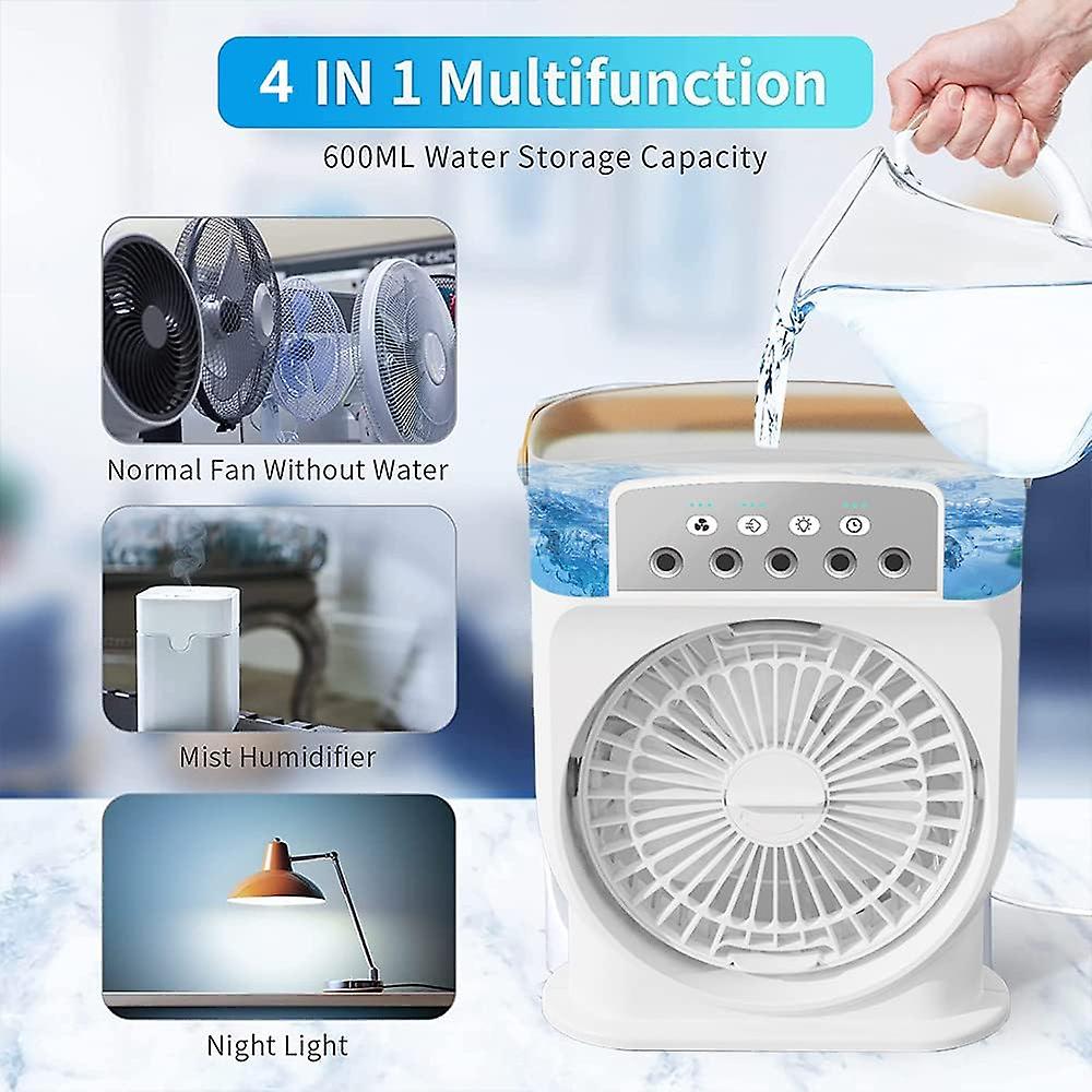 Mini Air Humidifier Cooling Fan With 7 Colors LED Lights Portable Fan