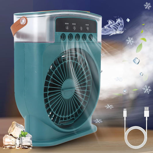 Mini Air Humidifier Cooling Fan With 7 Colors LED Lights Portable Fan