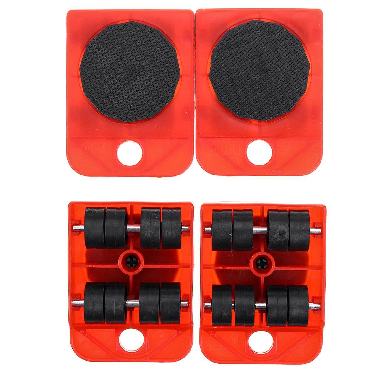 5PCS Furniture Mover Tool Set Transport Lifter Heavy Stuffs Moving 4 Wheeled Roller With 1 Wheel Bar Hand For Home Tool