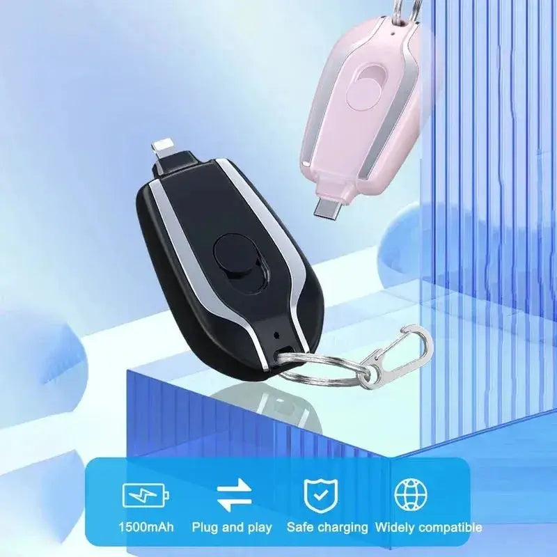 Mini Keychain Power Bank 1500Mah (Black)