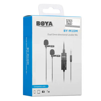 BOYA BY-M1DM Dual Lavalier Microphone Lapel Clip-on Omnidirectional Condenser Mic