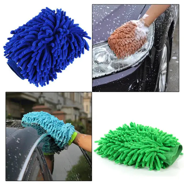 Auto Hub Car Microfiber Cleaning Gloves, Dual Sided Cleaning Mitt, Big Size