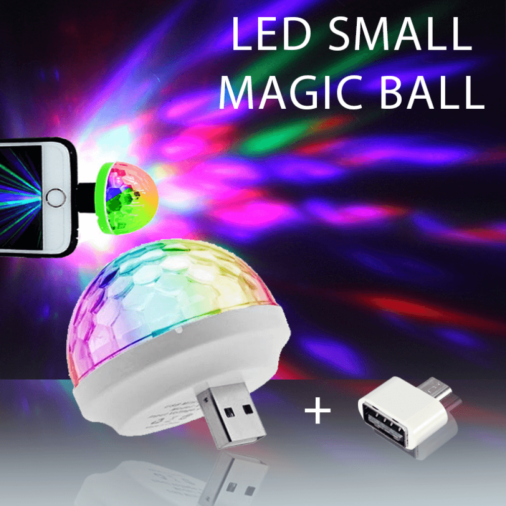 USB Party Lights Mini Disco Ball,Led Small Magic Ball Sound Control DJ Stage Light Colorful