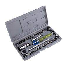 Aiwa Combination Socket Wrench Set Tool Kit - 40 Pcs - Silver