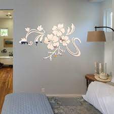 3D Mirror Floral Acrylic Wall Sticker Removable Mural Decal Home Living Room Bedroom Decor Wall Art Home Decoraion Accessories