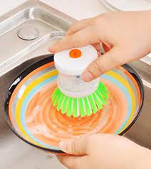 Multifunctional Self Dispensing Dish Palm Brush with Powerful Bristles - Scrub Kitchen Wash Tool