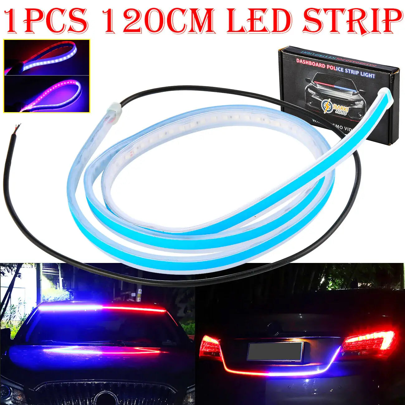 Car Dashboard Police Strip Light Red and Blue Flexible Emergency SOS Strip Light