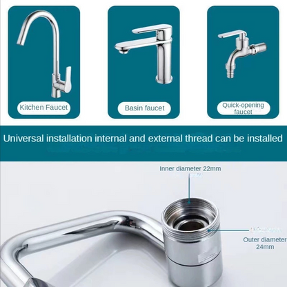 Versatile Faucet Attachment: Universal 1080?ø Swivel Robotic Arm Extension with 2 Modes and Large-Angle Faucet Sprayer