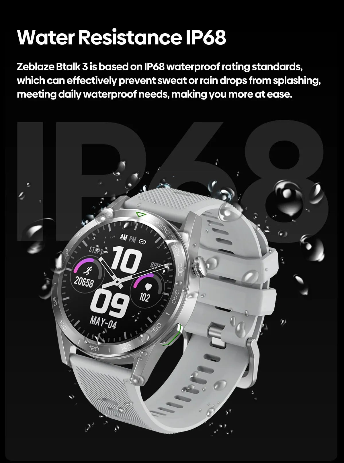New Zeblaze Btalk 3 Smart Watch Ultra HD IPS Display Bluetooth Phone Calls 24H Health 100+ Sports Modes Smartwatch For Men Women